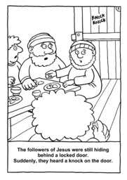 06_Colouring_Jesus_Alive: Art and craft; Art and craft book; Bible story; Black and white; BW; Coloring; Colouring; Line Art