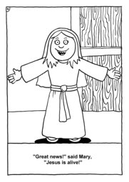 07_Colouring_Jesus_Alive: Art and craft; Art and craft book; Bible story; Black and white; BW; Coloring; Colouring; Line Art