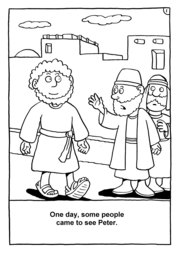 01_Colouring_Peter_Fish: Art and craft; Bible story; Black and white; BW; Coloring; Colouring; Line Art
