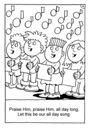 16_Colouring_Praise: Art and craft; Art and craft book; Bible story; BW; Coloring; Colouring; Line Art