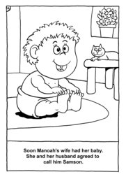 07_Colouring_Samson: Art and craft; Art and craft book; Bible story; BW; Coloring; Colouring; Line Art