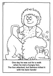 09_Colouring_Samson: Art and craft; Art and craft book; Bible story; BW; Coloring; Colouring; Line Art