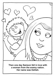 12_Colouring_Samson: Art and craft; Art and craft book; Bible story; BW; Coloring; Colouring; Line Art