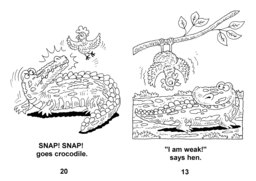 60_Hen_Crocodile: Animals; BW; Grammar; Reading books
